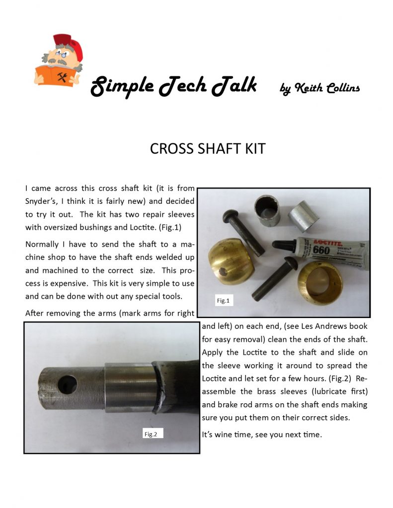 Tech tips - December 2015 Cross Shaft Kit