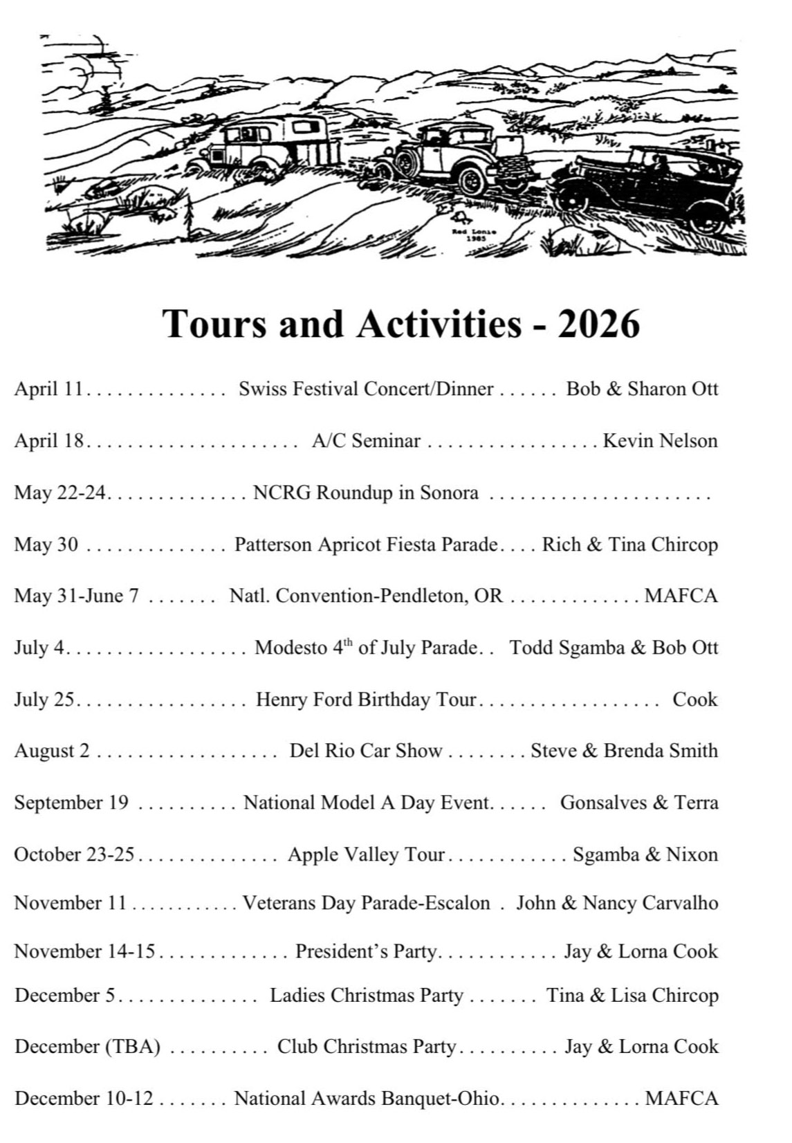 Model A Club in Modesto, Ca - Tours and activities 2026